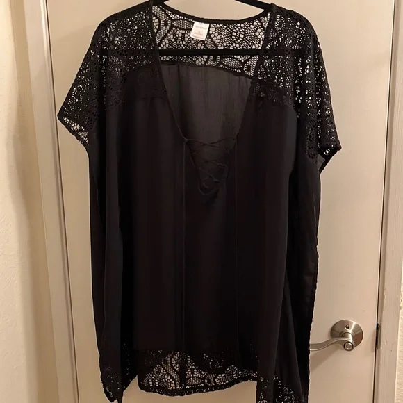 Merona crocheted lace swim cover-up, black - Picture 1 of 6